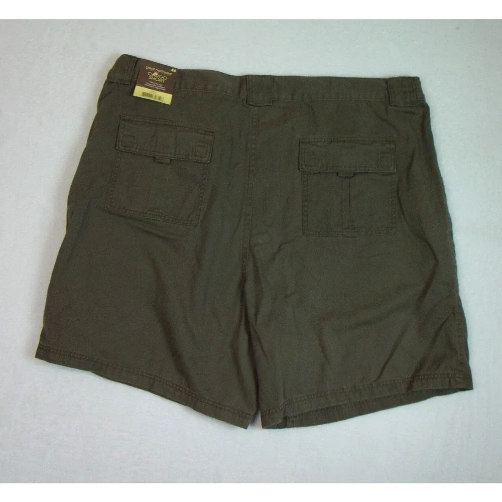 Great Northwest Men's Cargo Shorts Size‎ 46 Elastic Waist 100% Cotton Green NWT